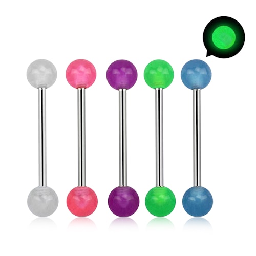 Barbell / Tungstav 1.6mm med 5mm självlysande kulor