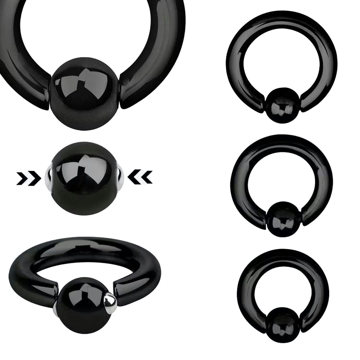 PVD Pläterad BCR 4mm med 8mm fjädrad kula