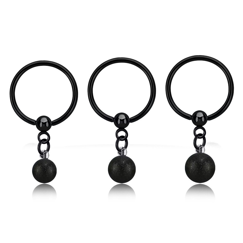 Svart BCR 1.2mm med frostad kula i hänge