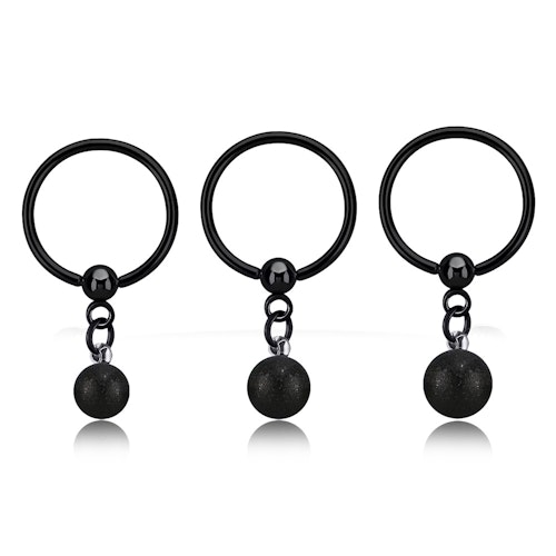 Svart BCR 1.2mm med frostad kula i hänge