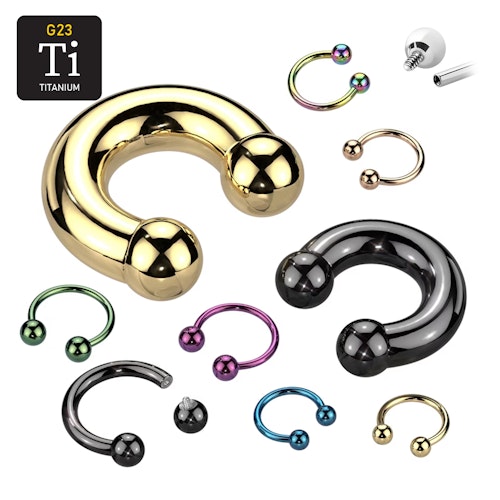 PVD-pläterad Titanium CBR / cirkulär barbell invändigt gängad
