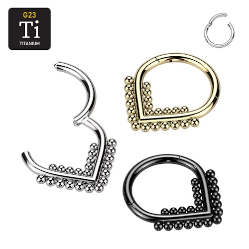 Segmentring i titanium 1.2mm med gångjärn och dubbla linjer med bollar