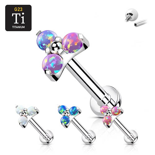 Labret i titanium 1.2mm - Treenighet med opal
