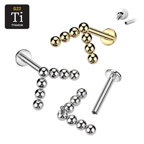 Labret i titanium 1.2mm - V-formad bollkluster
