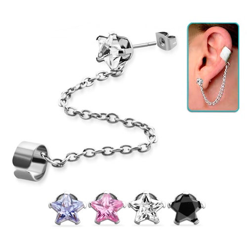 Örhänge med stjärnformad cubic zirconia och fake helix