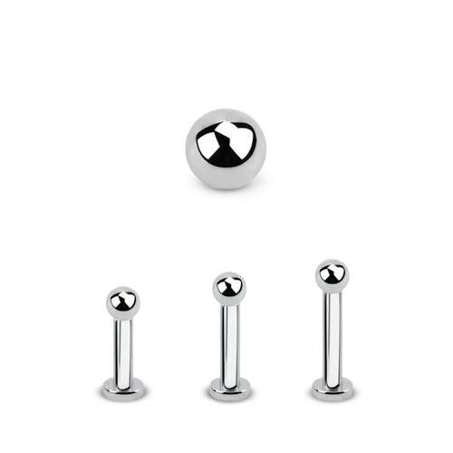 Tragus labret 1.2mm med extra liten platta och 2.5mm kula