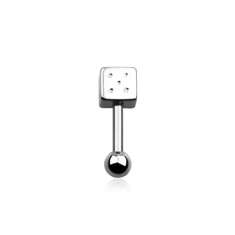 Tragus Barbell 1.2mm med 3mm kula och 4mm tärning