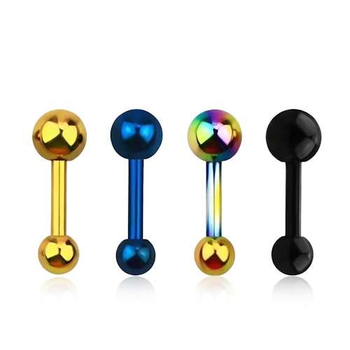 Eloxerad Tragus Barbell 1.2mm med 3 och 4mm kula