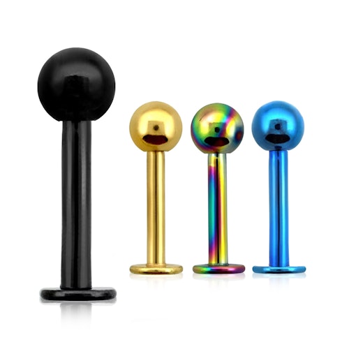 Labret i PVD-Pläterad kirurgiskt stål 1.6mm med 4mm kula