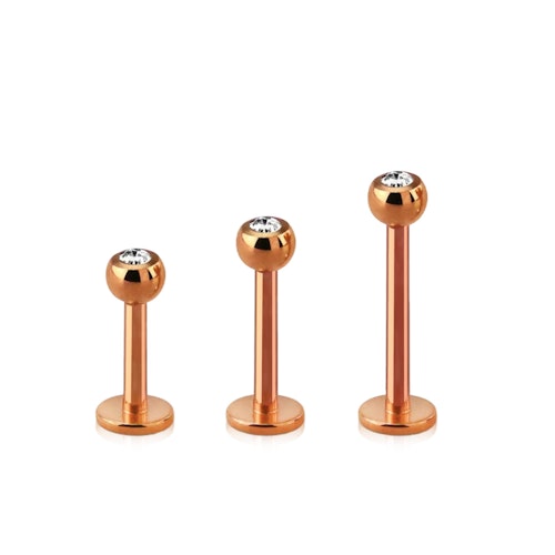Labret / Monroe 1.2mm med 3mm crystalkula roséguld