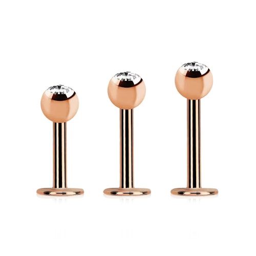 Labret 1.6mm med 4mm crystalkula roséguld