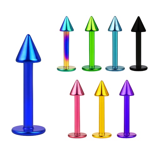 PVD-Pläterad Labret / Monroe 1.2mm med 3mm kon