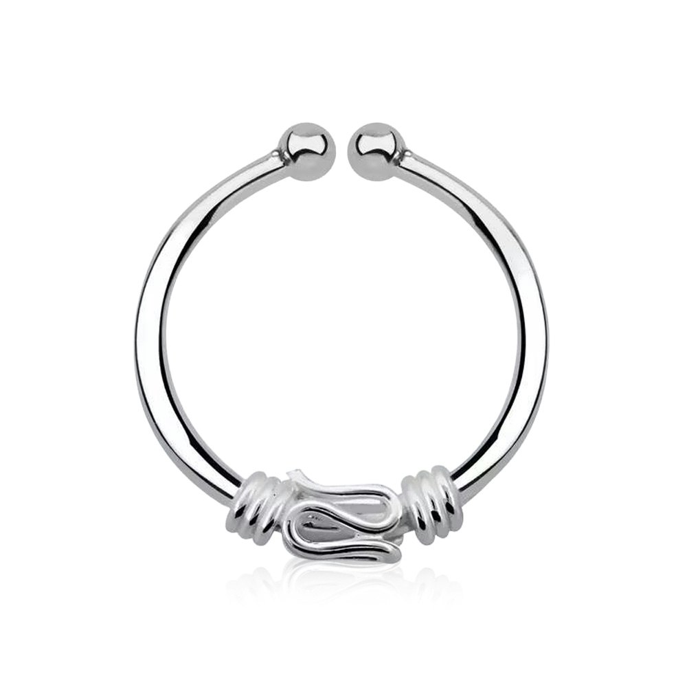 Fake septum i 925 silver - balinesisk tråd och flätad design