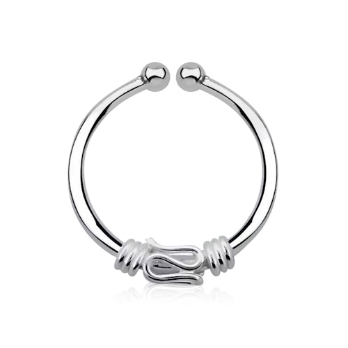 Fake septum i 925 silver - balinesisk tråd och flätad design