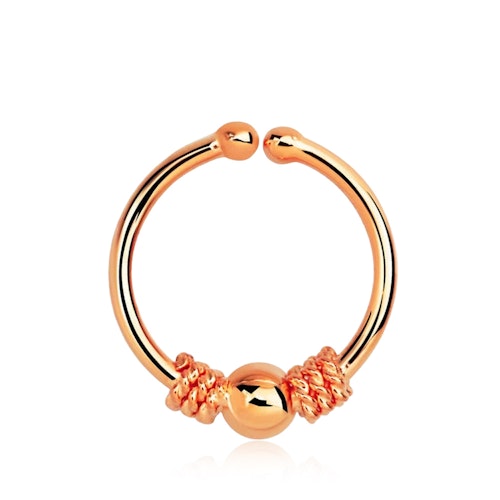Fake Septum i roséguldpläterad 925 silver - balinesisk tråd och kula design