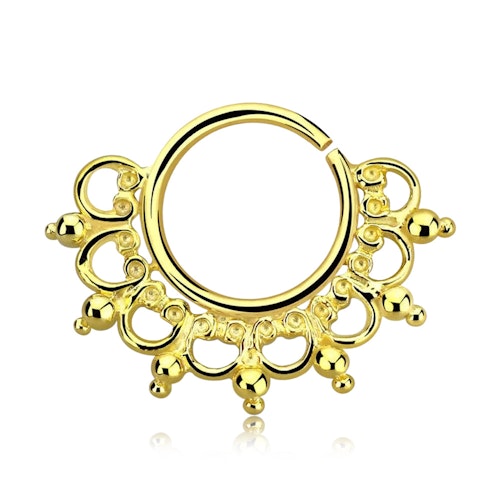 Septum piercing i guldpläterad 925 silver - Wide Engraved Design