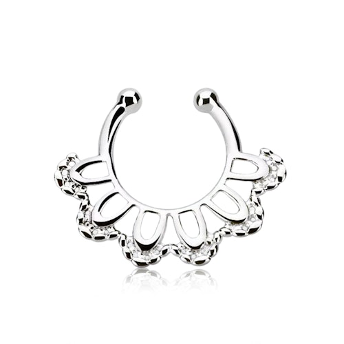 Fake septum / septum hanger i 925-silver - Indian Leaf Design
