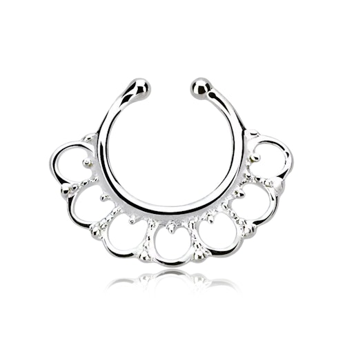 Fake septum / septum hanger i 925-silver - Wide Indian Design
