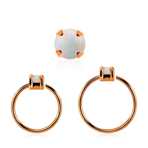 Roséguldpläterad sömlös ring i silver med 1.5mm opalit