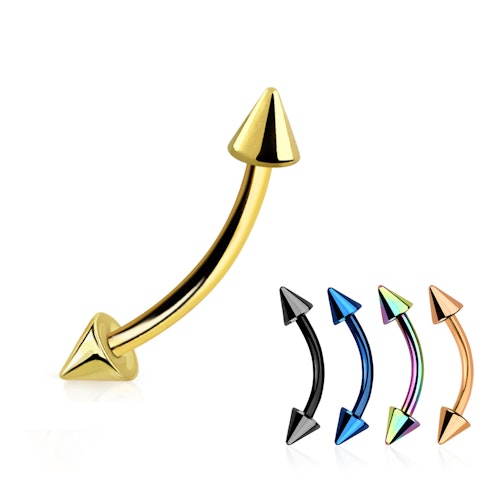 Banana / Ögonbryn PVD-Pläterad kirurgiskt stål 1.2mm med 3mm kona
