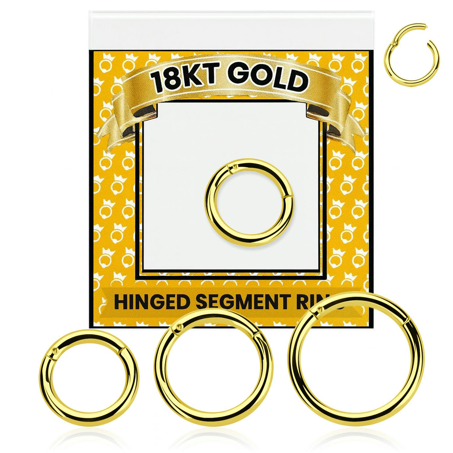 Clicker ring med gångjärn 1.6mm äkta 18 karat guld