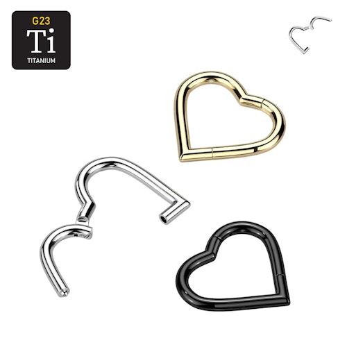 Hjärtformad titanium segmentring med gångjärn