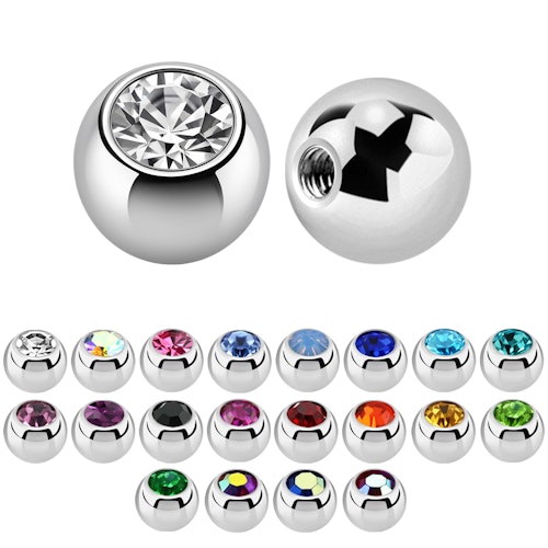 Lös kula med crystal 1.2mm / 2.5mm