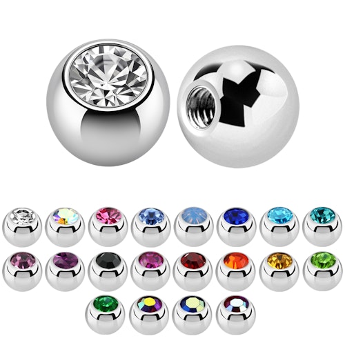 Lös kula med crystal 1.6mm / 5mm