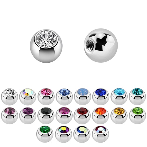 Lös kula med crystal 1.6mm / 3mm