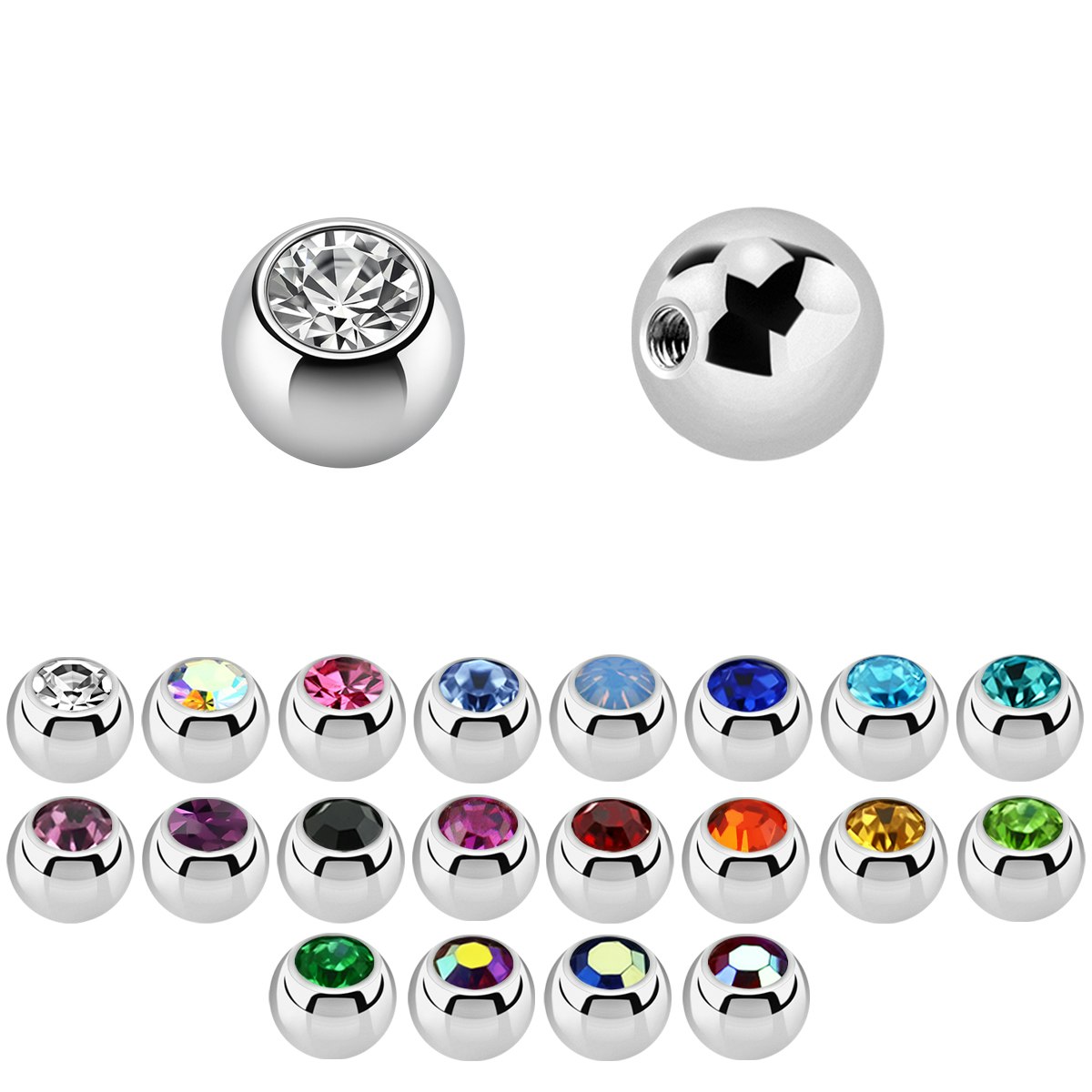 Lös kula med crystal 1.2mm / 3mm