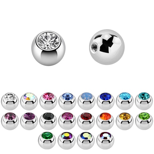 Lös kula med crystal 1.2mm / 3mm