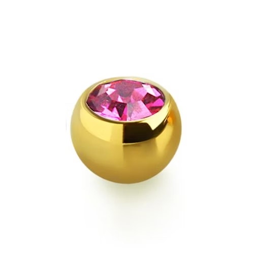 PVD-Pläterad Lös kula 2.5mm diameter 1.2mm gänga med crystal (lös del)