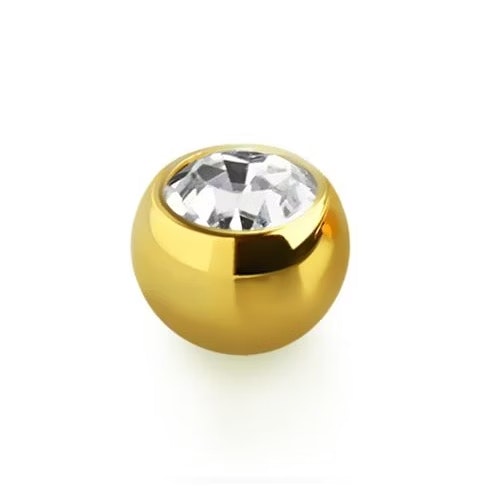 PVD-Pläterad Lös kula 2.5mm diameter 1.2mm gänga med crystal (lös del)