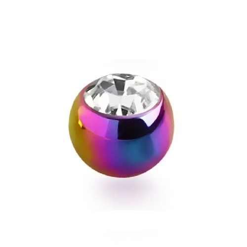 PVD-Pläterad Lös kula 2.5mm diameter 1.2mm gänga med crystal (lös del)