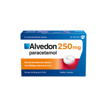 Alvedon, munsönderfallande tablett 250 mg, 12 st