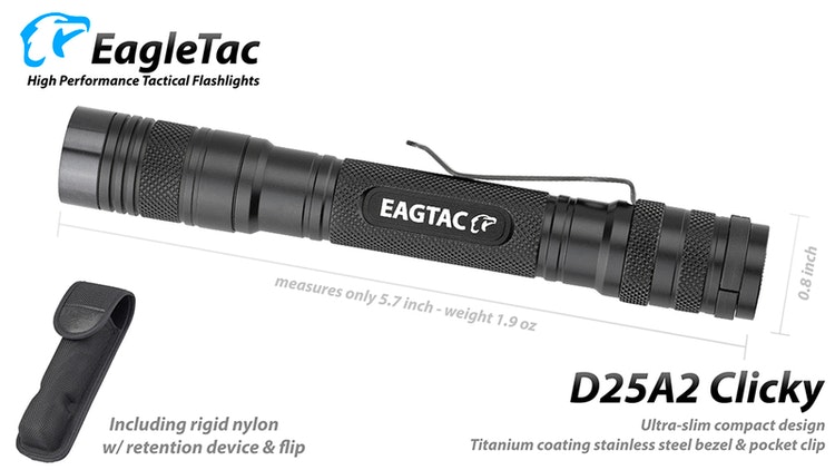 EAGTAC D25A2 436 LM, 2xAA Polisficklampa