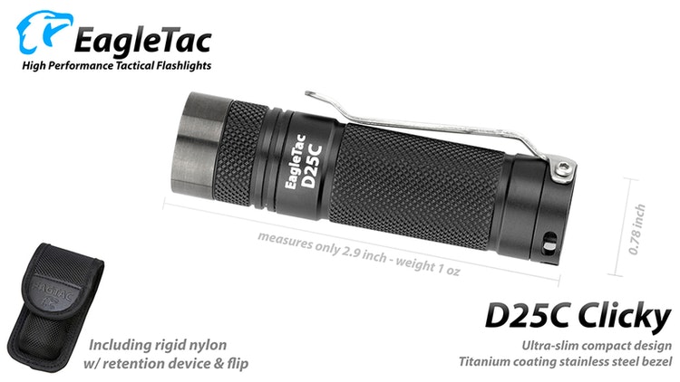 EAGTAC D25C 408 LM 1xCR123 Polisficklampa