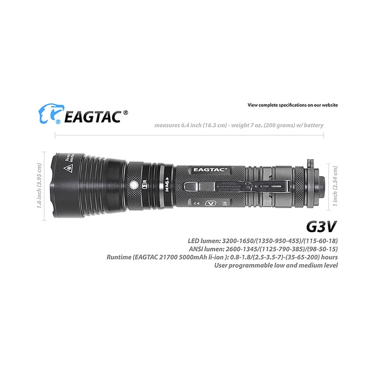 EAGTAC G3V Pro XHP70.2 LED 3200 Lumen