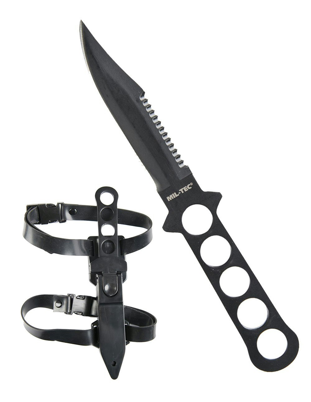 MIL-TEC Black Stainless Diving Knife W. Platic Cover