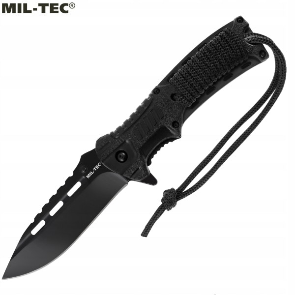 MIL-TEC by STURM BLACK ONE-HAND KNIFE PARACORD W. FIRE STARTER