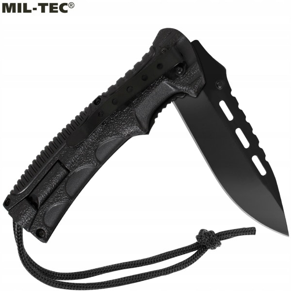 MIL-TEC by STURM BLACK ONE-HAND KNIFE PARACORD W. FIRE STARTER