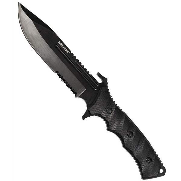 MIL-TEC by STURM BLACK G10 COMBAT KNIFE WITH NYLON SHEATH