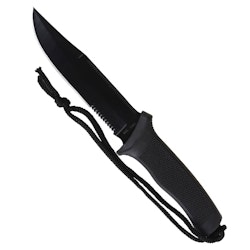 MIL-TEC by STURM BLACK COMBAT KNIFE WITH RUBBER HANDLE