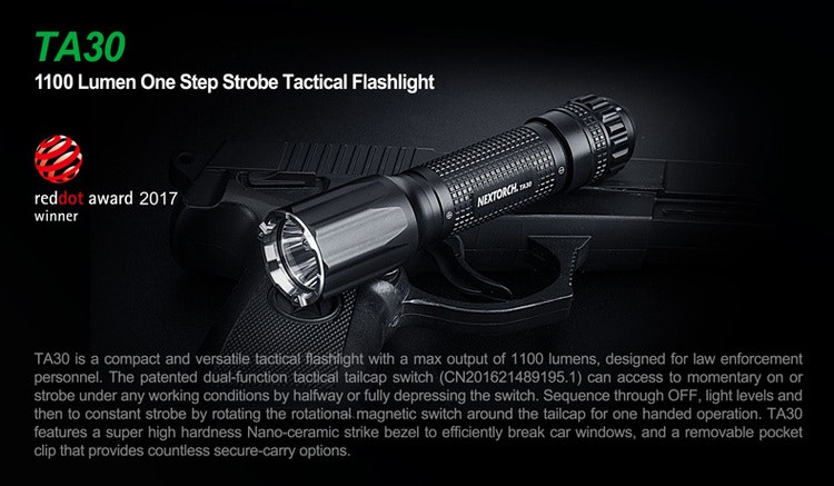 NEXTORCH TA30 One-Step-Strobe Tactical Flashlight 1100 LM