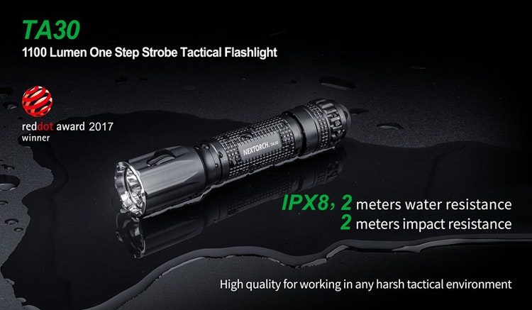 NEXTORCH TA30 One-Step-Strobe Tactical Flashlight 1100 LM