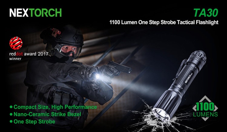 NEXTORCH TA30 One-Step-Strobe Tactical Flashlight 1100 LM