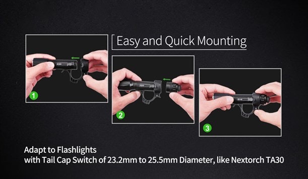 NEXTORCH Black Flashlight Ring for TA30 etc.