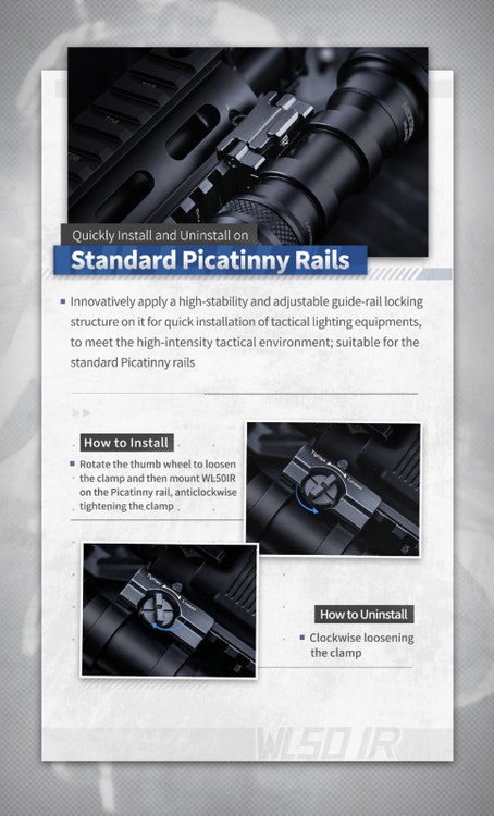 NEXTORCH WL50 IR Weapon Flashlight - Vapenlampa 860LM