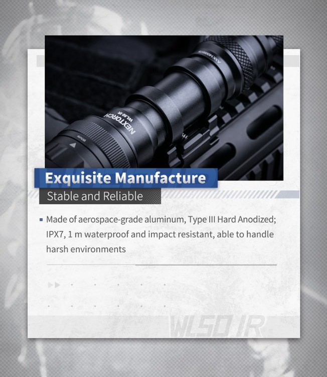 NEXTORCH WL50 IR Weapon Flashlight - Vapenlampa 860LM