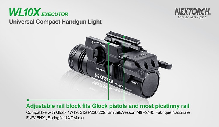 NEXTORCH WL10X Universal Handgun Light - Vapenlampa 230LM